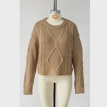 Fancy Cable Knit Cropped Sweaters - Casual Outings