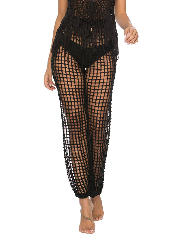 Beach Pants- Summer Swim Cover-Up - Crochet Fishnet Vacation Pants- - Pekosa Women Clothing