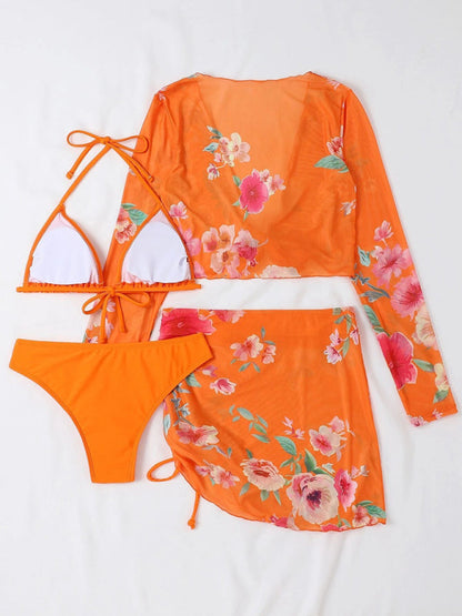 Bikini Set- From Beach to Chic: Complete your Look with Our 3-Piece Floral Bikini Set- - Pekosa Women Clothing