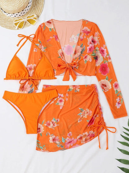 Bikini Set- From Beach to Chic: Complete your Look with Our 3-Piece Floral Bikini Set- - Pekosa Women Clothing