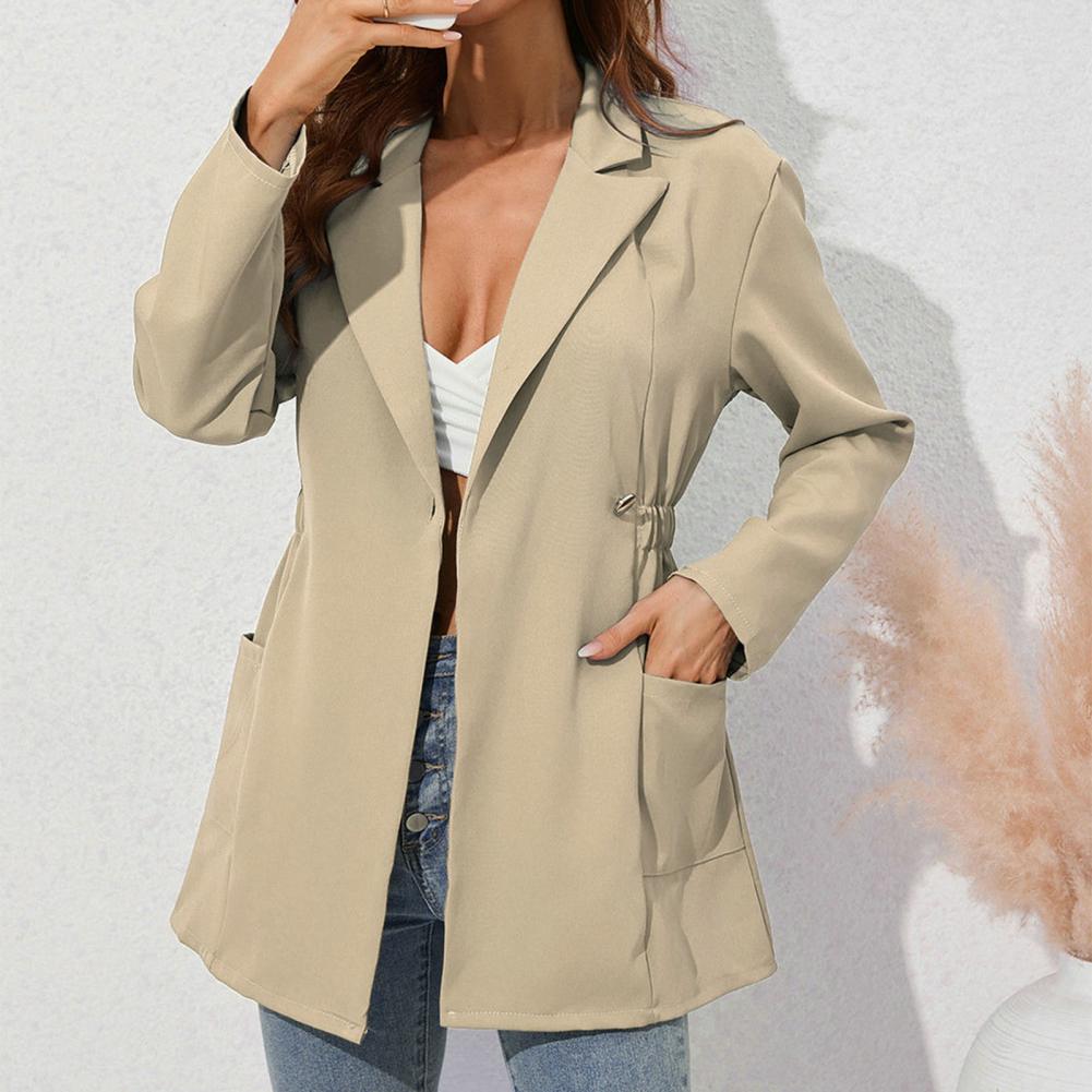 Blazers- Lightweight Single-Breasted Blazer with Practical Pockets- - Pekosa Women Clothing