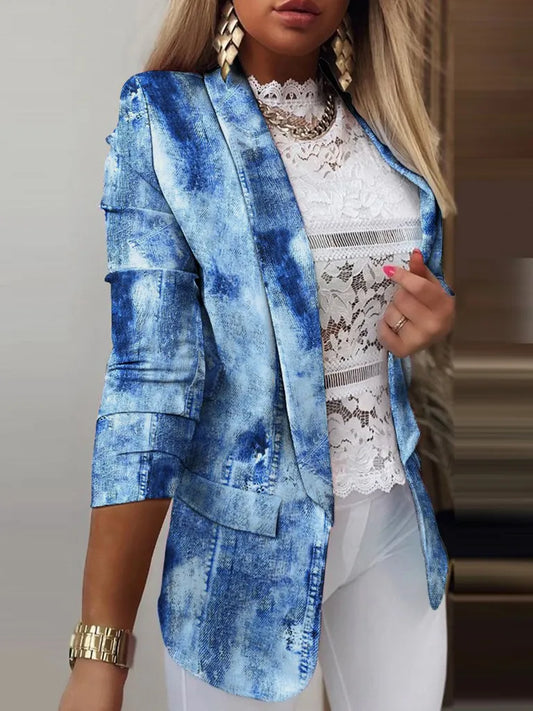 Blazers- Trendy Women's Tie-Dye Blazer with Long Sleeves - Shawl Lapels Jacket- Pattern1- Pekosa Women Clothing