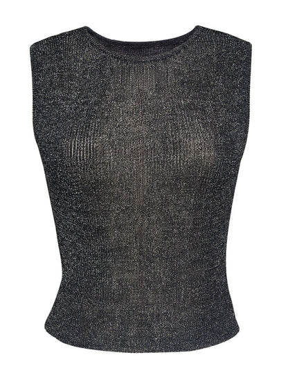 Blouses- Women's Trendy Glitter Sleeveless Blouse - Women's Mesh Tank Top- - Pekosa Women Clothing