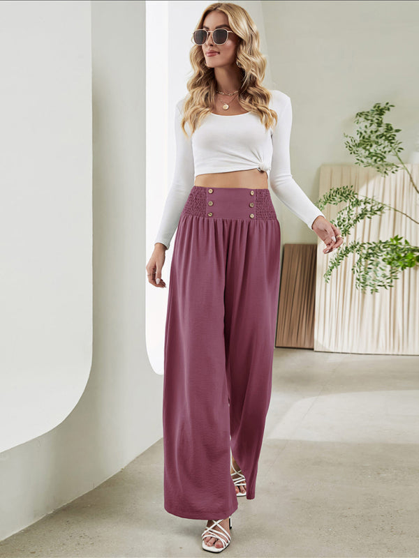 Bottom - Women Pants- High Rise Wide-Leg Trousers - Pants- - Pekosa Women Clothing