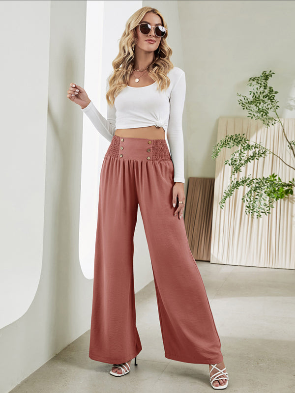 Bottom - Women Pants- High Rise Wide-Leg Trousers - Pants- - Pekosa Women Clothing