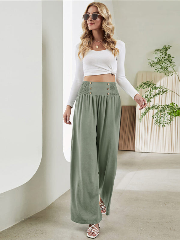 Bottom - Women Pants- High Rise Wide-Leg Trousers - Pants- - Pekosa Women Clothing