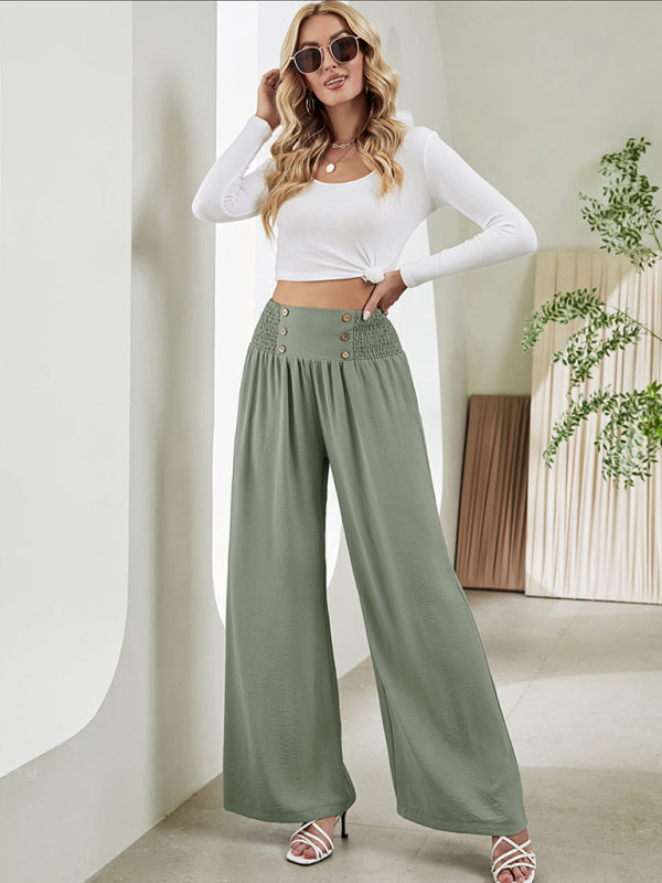 Bottom - Women Pants- High Rise Wide-Leg Trousers - Pants- - Pekosa Women Clothing