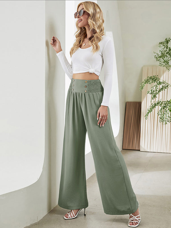 Bottom - Women Pants- High Rise Wide-Leg Trousers - Pants- - Pekosa Women Clothing