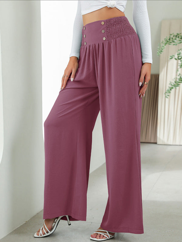 Bottom - Women Pants- High Rise Wide-Leg Trousers - Pants- - Pekosa Women Clothing