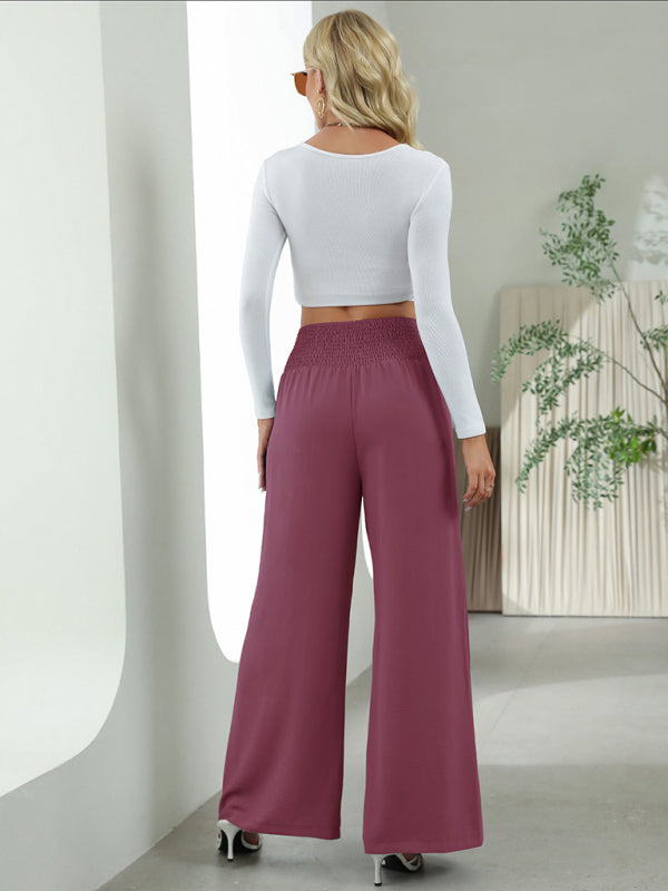 Bottom - Women Pants- High Rise Wide-Leg Trousers - Pants- - Pekosa Women Clothing