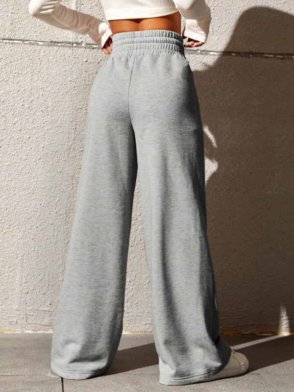 Bottoms- Solid Wide-Leg Pants - Wide Waistband High-Rise Trousers- - Pekosa Women Clothing