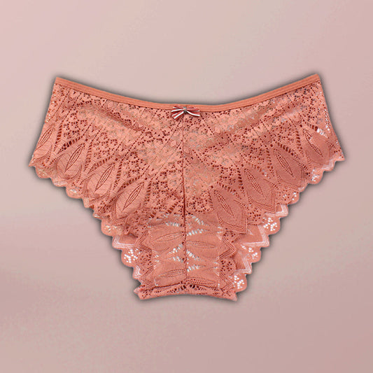 Briefs- Lace Women's Low-Waist Panty Briefs- Pink purple- Pekosa Women Clothing