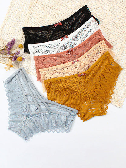 Briefs- Lace Women's Low-Waist Panty Briefs- - Pekosa Women Clothing