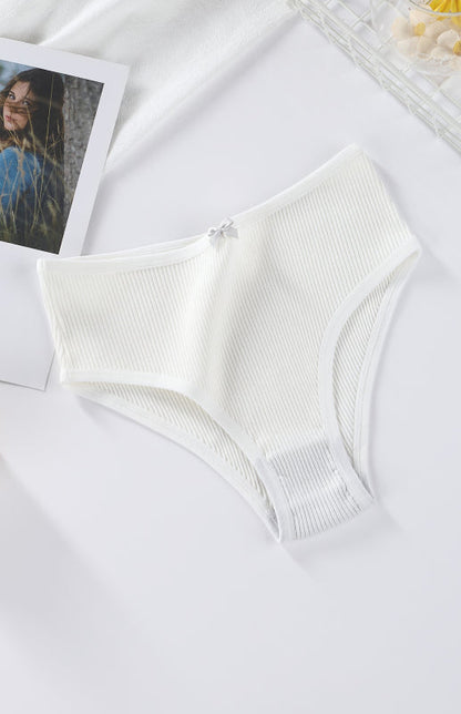 Briefs- Women's Ribbed Cotton Comfort Panty Briefs- Raw white off white- Pekosa Women Clothing