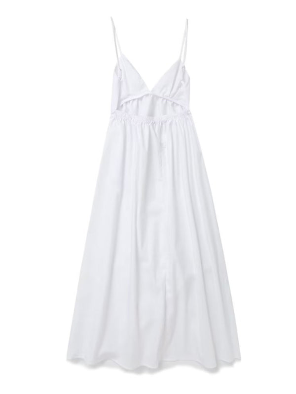 Cami Dresses- Essential Summer Cotton Cami Backless Maxi Dress- - Pekosa Women Clothing