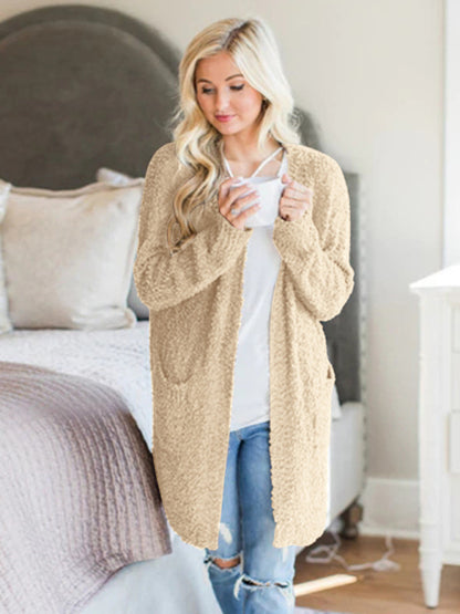 Cardigans- Fall Essential Mid-Length Knit Duster Cardigan with Pockets- - Pekosa Women Clothing