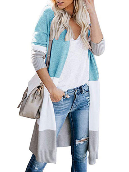 Cardigans- Fall Fashion Stripe Knit Duster Cardigan for Casual Wear- - Pekosa Women Clothing