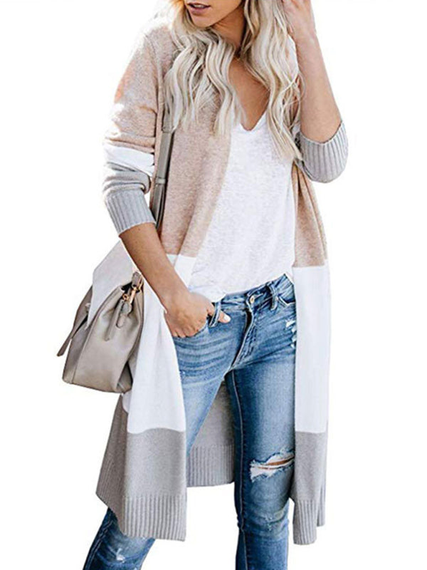 Cardigans- Fall Fashion Stripe Knit Duster Cardigan for Casual Wear- - Pekosa Women Clothing