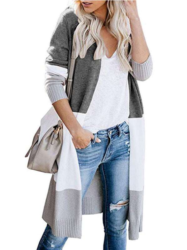 Cardigans- Fall Fashion Stripe Knit Duster Cardigan for Casual Wear- - Pekosa Women Clothing