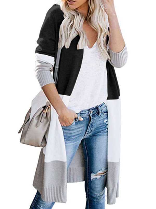 Cardigans- Fall Fashion Stripe Knit Duster Cardigan for Casual Wear- - Pekosa Women Clothing