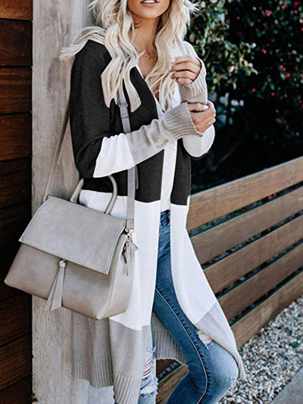 Cardigans- Fall Fashion Stripe Knit Duster Cardigan for Casual Wear- - Pekosa Women Clothing