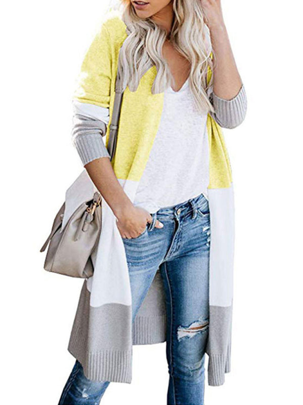 Cardigans- Fall Fashion Stripe Knit Duster Cardigan for Casual Wear- - Pekosa Women Clothing