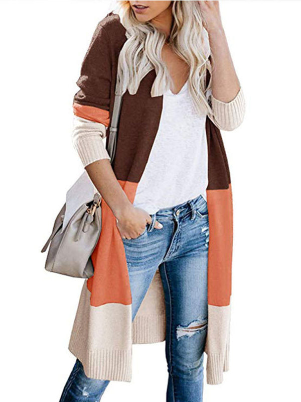 Cardigans- Fall Fashion Stripe Knit Duster Cardigan for Casual Wear- - Pekosa Women Clothing