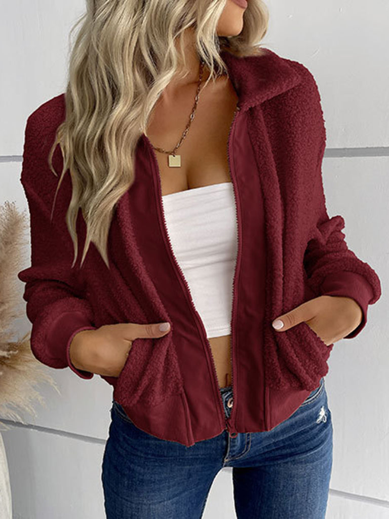 Cardigans- Trendy Zipper Luxe Fur Cardigan: Women's Winter Plush Sweater- - Pekosa Women Clothing