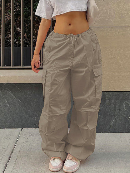 Cargo Pants- Women's Parachute Cargo Pants with Multiple Pockets- - Pekosa Women Fashion