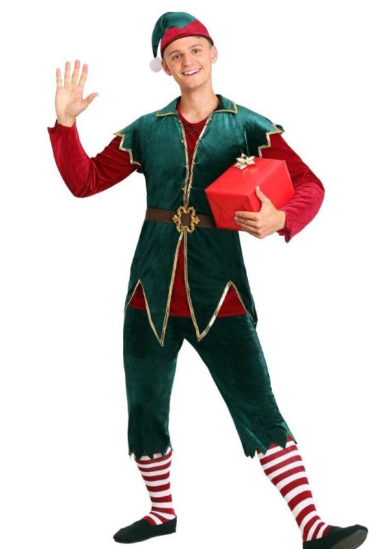 Christmas Cosplays- Be Santa's Trusty Helper 5-Piece Elf Costume Men and Women- Pattern2- Pekosa Women Clothing