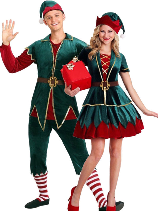 Christmas Cosplays- Be Santa's Trusty Helper 5-Piece Elf Costume Men and Women- - Pekosa Women Clothing