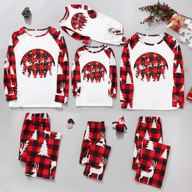 Christmas Pajamas- Christmas Family Plaid Tree Pajamas 2 Piece Set- Suit 4- Pekosa Women Clothing