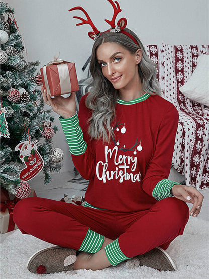 Christmas Pajamas- Christmas Loungewear Xmas Pajamas Set T-Shirt and Pants- - Pekosa Women Clothing