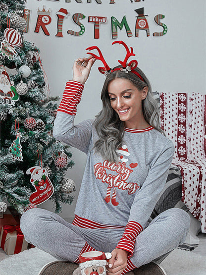 Christmas Pajamas- Christmas Loungewear Xmas Pajamas Set T-Shirt and Pants- - Pekosa Women Clothing