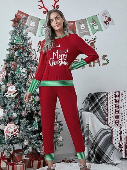 Christmas Pajamas- Christmas Loungewear Xmas Pajamas Set T-Shirt and Pants- Pattern- Pekosa Women Clothing