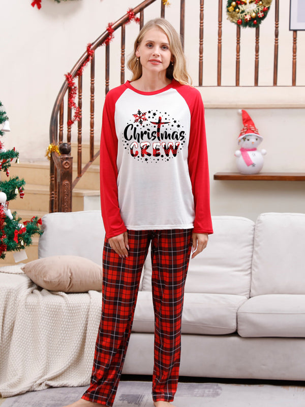 Christmas Pajamas- Family Christmas Thanksgiving Matching Pajamas Plaid Top and Pants- - Pekosa Women Clothing