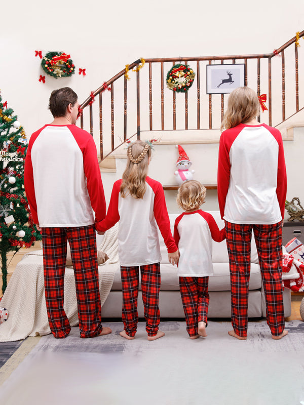 Christmas Pajamas- Family Christmas Thanksgiving Matching Pajamas Plaid Top and Pants- - Pekosa Women Clothing