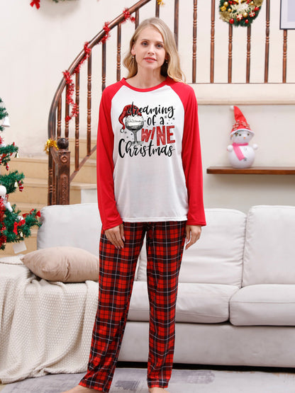 Christmas Pajamas- Family Christmas Thanksgiving Matching Pajamas Plaid Top and Pants- - Pekosa Women Clothing