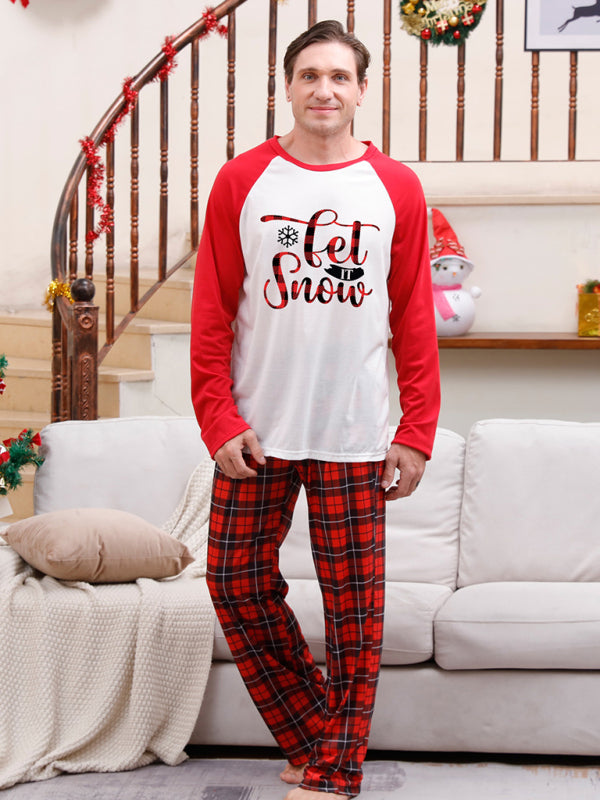 Christmas Pajamas- Family Christmas Thanksgiving Matching Pajamas Plaid Top and Pants- - Pekosa Women Clothing