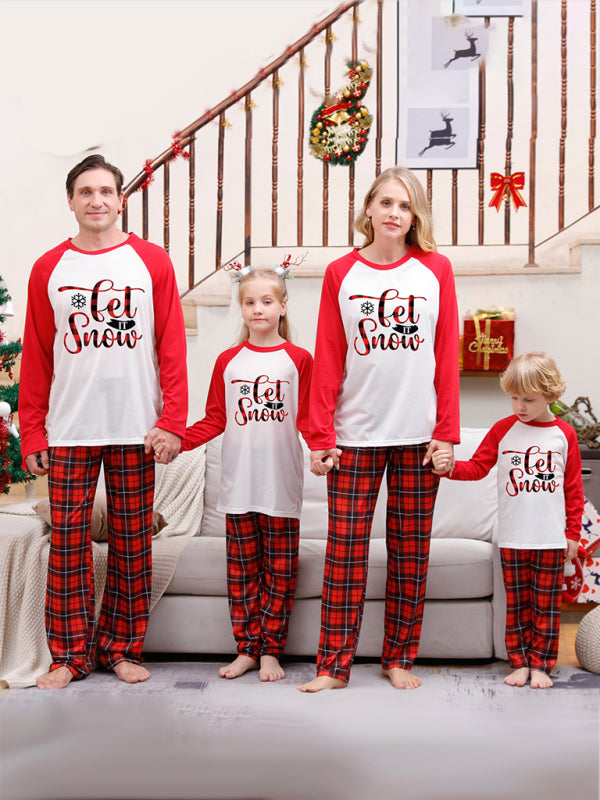 Christmas Pajamas- Family Christmas Thanksgiving Matching Pajamas Plaid Top and Pants- Suit 4- Pekosa Women Clothing