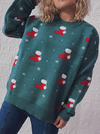 Christmas Sweaters- Christmas Santa Chunky Knitted Thanksgiving Cozy Sweater- - Pekosa Women Clothing