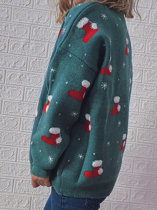 Christmas Sweaters- Christmas Santa Chunky Knitted Thanksgiving Cozy Sweater- - Pekosa Women Clothing