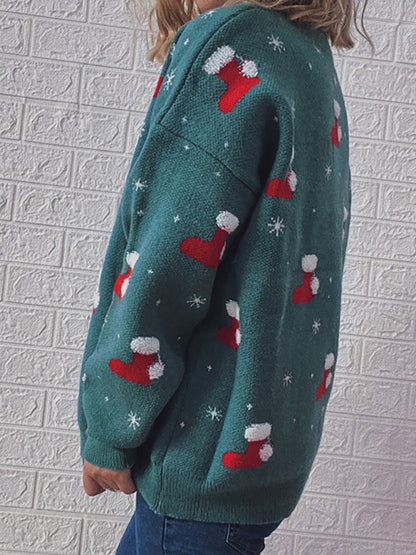 Christmas Sweaters- Christmas Santa Chunky Knitted Thanksgiving Cozy Sweater- - Pekosa Women Clothing