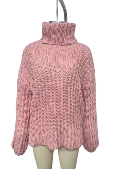 Chunky Sweaters- Relaxed Fit Chunky Turtleneck Sweater | Oversized Cozy Jumper- - Pekosa Women Clothing