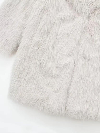 Coats- Luxurious Winter Essential Faux Fur Lapel Coat- - Pekosa Women Clothing