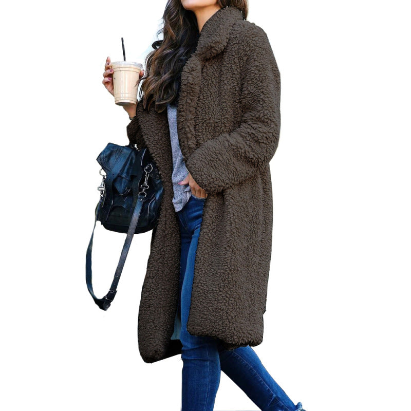 Coats- Travel Companion Autumn/Winter Fleece Collared Teddy Coat- Grey- Pekosa Women Clothing