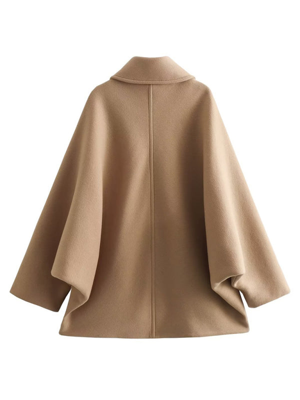 Coats- Winter Cozy Single Breasted Coat | Solid Oversized Collared Jacket- - Pekosa Women Clothing