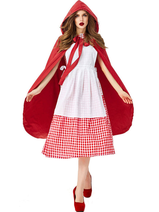 Costume- Red Riding Hood Cosplay Costume - Oktoberfest Maid Outfit- Red- Pekosa Women Clothing