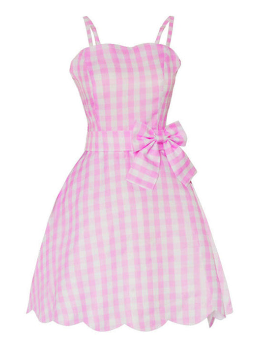 Costumes- 4Pcs Barbie Costume Cami Dress, Accessories for Kids & Women- Plaid Love- Pekosa Women Clothing