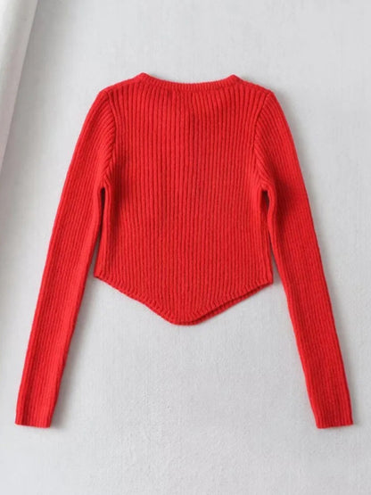 Crop Sweater- Cozy Ribbed Crop Sweater | Thickened Knit Top- - Pekosa Women Clothing